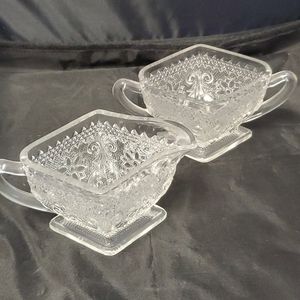 Vintage daisy depression glass cream and suger